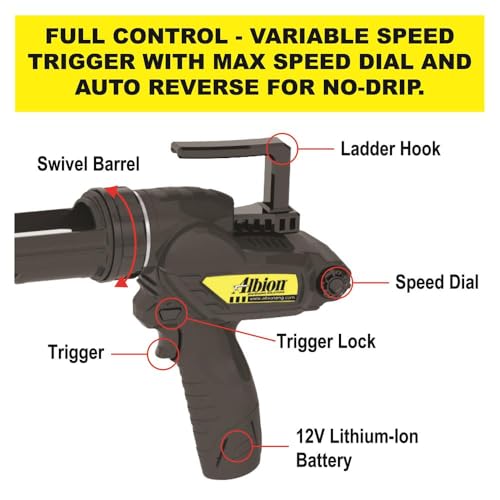 Albion Engineering E12 B-Line Cordless Cartridge Caulking Gun, No - Image 4