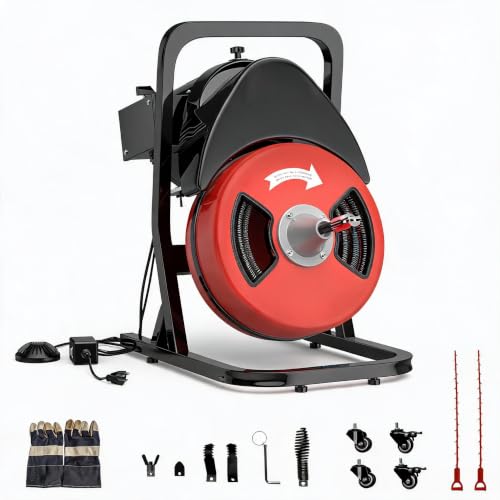 Drain Cleaner Machine 50FT x 1/2'' Sewer Snake For 2 To 4 Pipes - Image 2