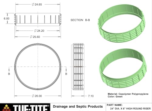 24X6 Tuf-Tite Septic Tank Riser, Green, 24-RIS - Image 3