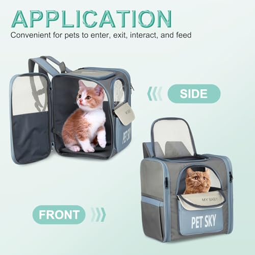 Cat Pet Backpack Carrier Gray 13x11x15 Large Space Pet Bag - Image 6