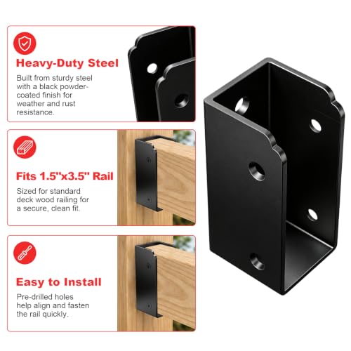 4 Pcs Stainless Steel Deck Railing Bracket Connectors for 2x4 - Image 6