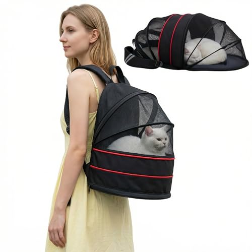 Expandable Cat Carrier Backpack, 2-in-1 Pet Tent for Cats - Image 2