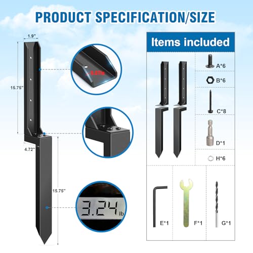 2 Pcs Fence Post Repair Kit, Heavy Duty Fence Post Anchor - Image 3
