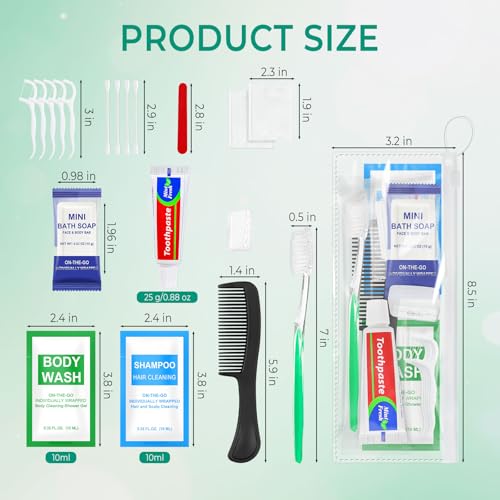 30 Sets Personal Hygiene Kit Bulk,Green 10-in-1 Travel Size - Image 5