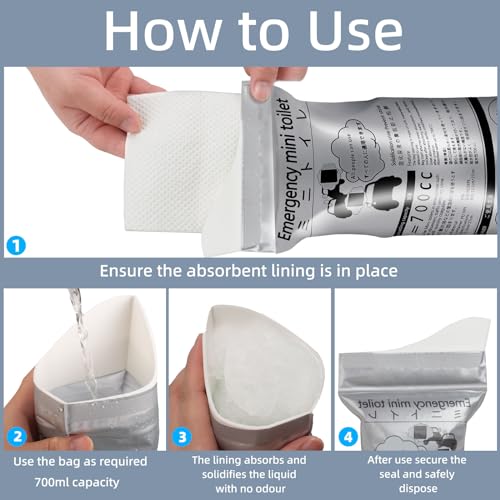 700ml Disposable Travel Toilet – No-Spill with Solidifier - Image 4