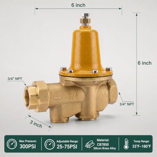 3/4" Pressure Reducing Valve LF25AUB‑Z3, Integrated Cast Copper - Image 3