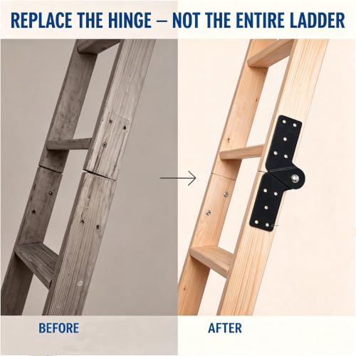 Attic Ladder Hinge, 2-Pack Replacement Hinges for Folding - Image 5