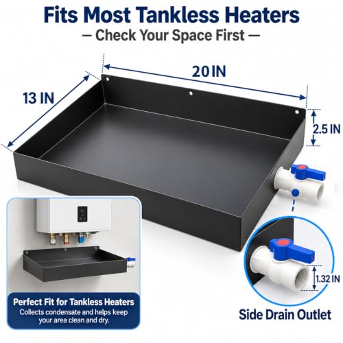 Tankless Water Heater Drain Pan, 20 x 13 x 2.5 Inch - Image 3
