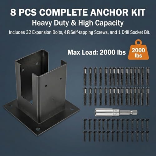 4×4 Post Base 8Pcs,Inner Size 3.58"x3.58" Post Brackets - Image 4