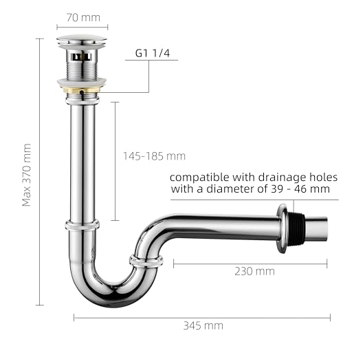 Brass P Trap with Bathroom Sink Stopper: 1-1/4 Sink Drain - Image 4