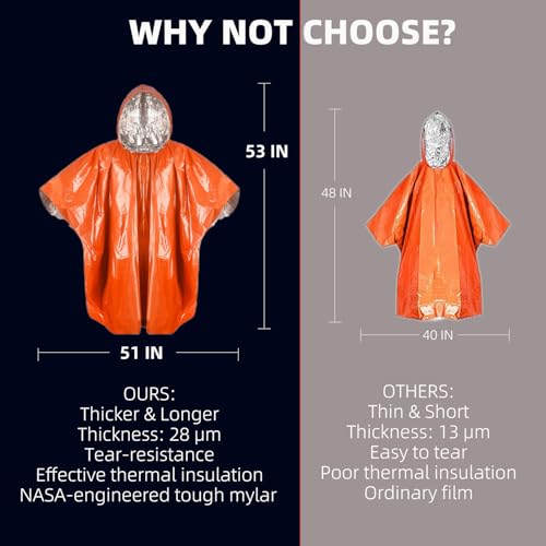Thickened Emergency Rain Poncho, Thermal Poncho Survival - Image 6