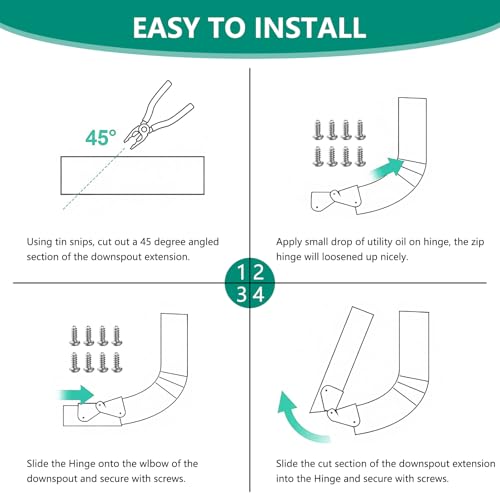 Gutter Downspout Flip-Up Hinge, Gutter Extension 8-Pack - Image 3