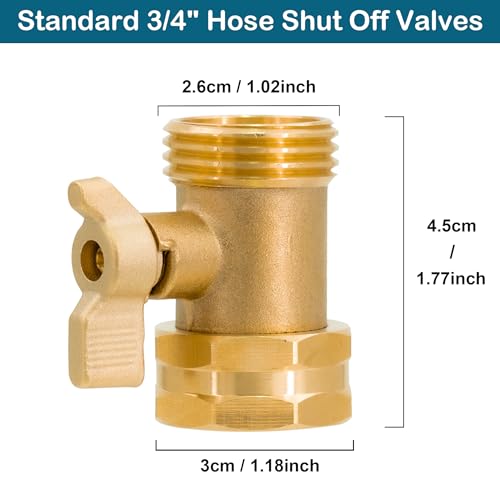 2 Set Garden Hose Shut Off Valve, Long Handle 3/4" Brass Hose - Image 3