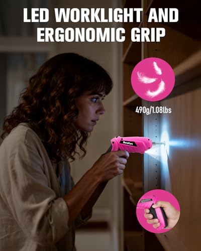 Pink Cordless Electric Screwdriver Set, 3.7V Rechargeable - Image 6