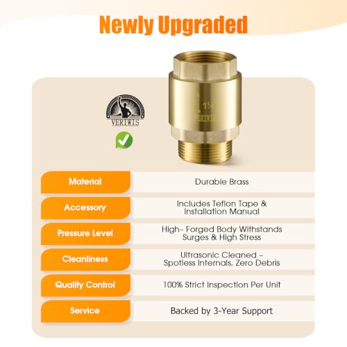 1-1/4" Brass Check Valve for Submersible Well Pump - Image 5