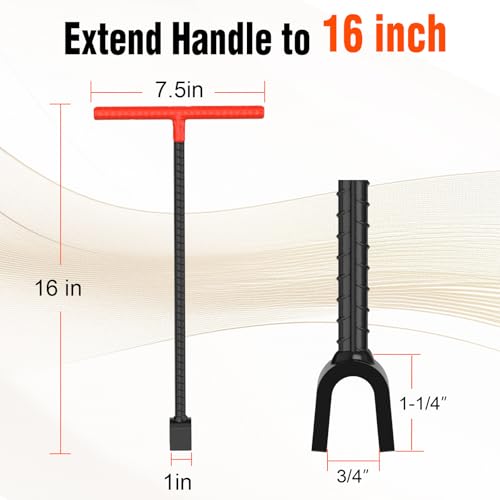 Eapele Water Meter Key 16 inch Enforced Steel T-Handle With 4-way - Image 3