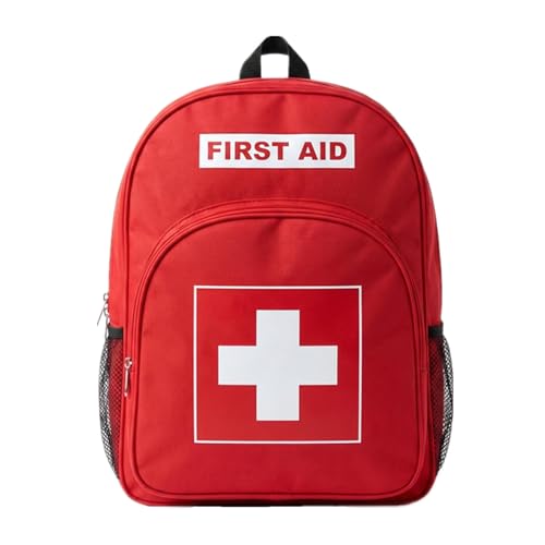 Red First Aid Backpack Empty Emergency Medical Bag Rescue - Image 3