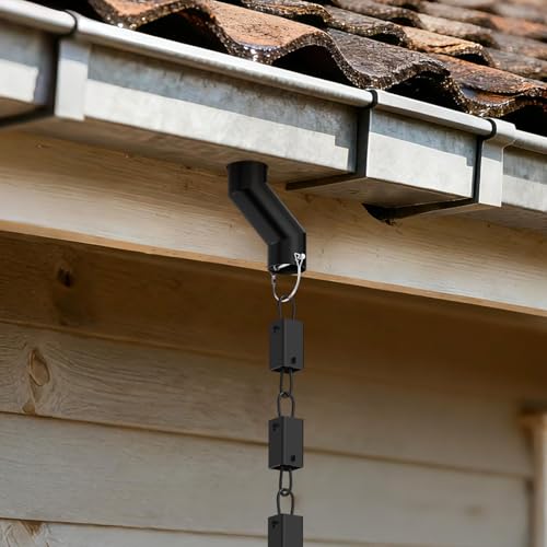 Black Metal Gutter Downspout Rain Chain Adapter - Image 7