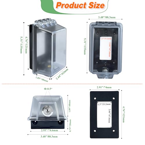 Outdoor Weatherproof Electrical Outlet Cover with Lock, Fits Most - Image 5