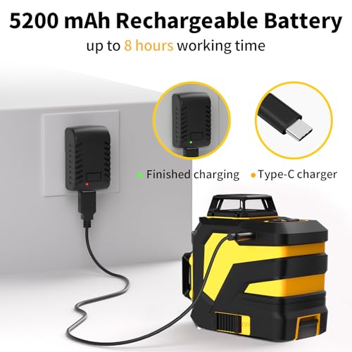 Laser Level with 12 Green Lines, Built-in 5200 mAh Li-ion Battery - Image 4