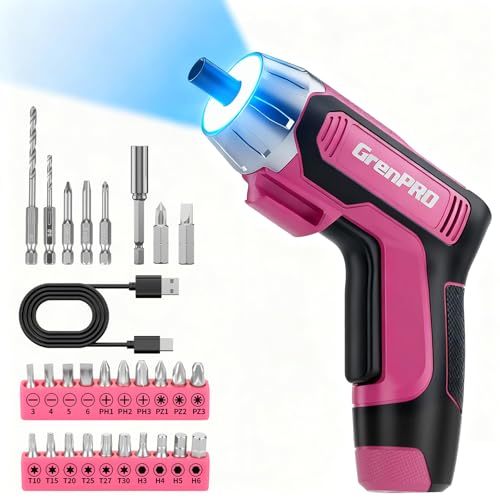 4V Cordless Electric Screwdriver Set, 29-Piece, Pink - Image 2