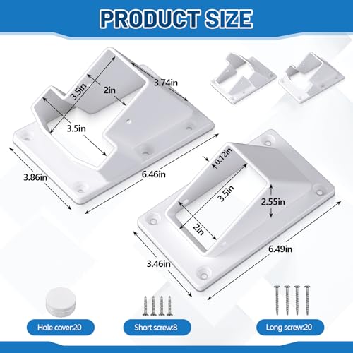 4 Pcs Vinyl Fence Brackets 2" X 3.5" Classic with Screws - Image 3