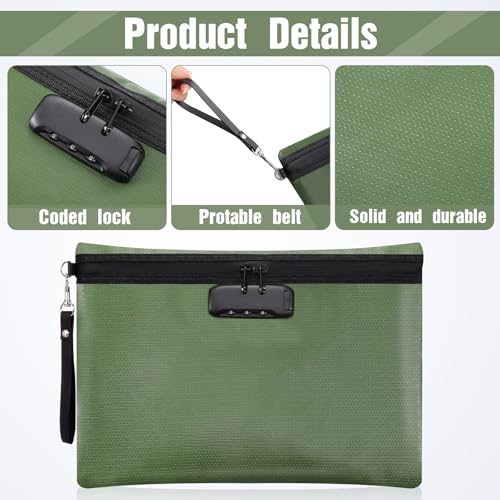 Nezyo 2 Pcs Fireproof Document Bag with Lock, Waterproof Money - Image 5