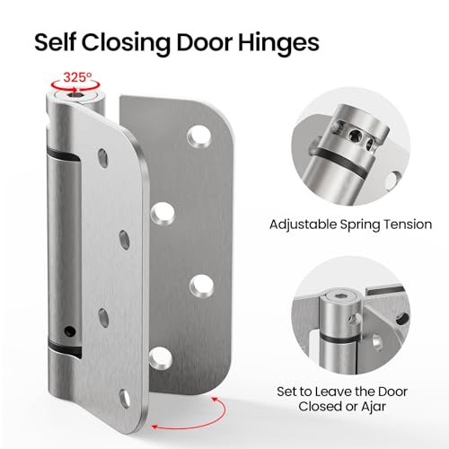 3 Pack Self Closing Door Hinges, 4 Inch Spring Loaded Door Hinges - Image 4