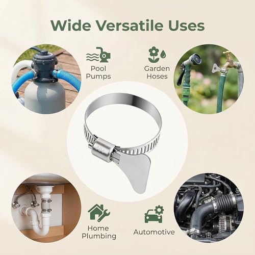 6Pcs 1-1/4 Inch Pool Hose Clamps, Adjustable 304 Stainless - Image 8