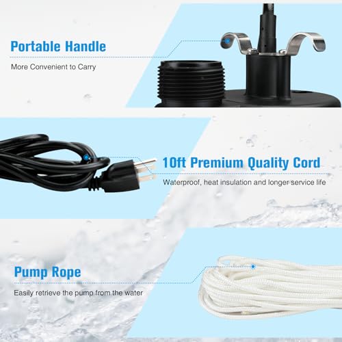 Submersible Water Pump, 1/2HP Thermoplastic Sump Pump - Image 7