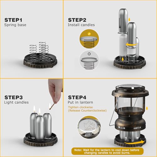 3-Wick Candle Lantern for Power Outages, 18H Emergency Light - Image 7
