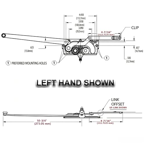 Dual Arm Casement Window Operator, 4-7/16" Link Arm Offset Up - Image 4