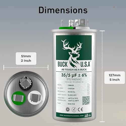 Buck 35+5uF 35/5 MFD ±6% CBB65B Dual Run Round Start | Pet Essentials - Image 6