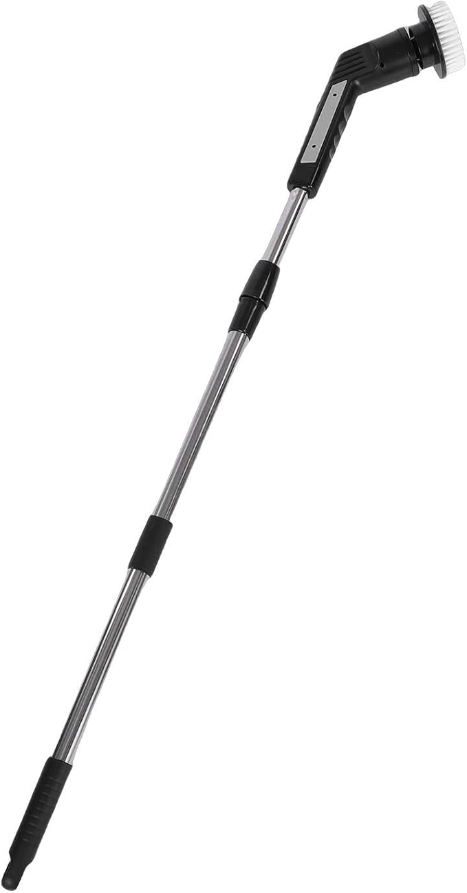 Cordless Electric Scrubber, Cleaning Brush with 9 Replaceable Brush Heads, Adjustable Extension Handle & Digital Display, Ideal for Bathroom, Tub, Tile & Shower (JY6016 Black (9 Heads))