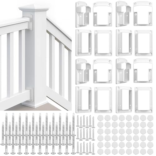 Beeveer 4 Sets Vinyl Fence Railing Bracket Kit with Screws - Image 2
