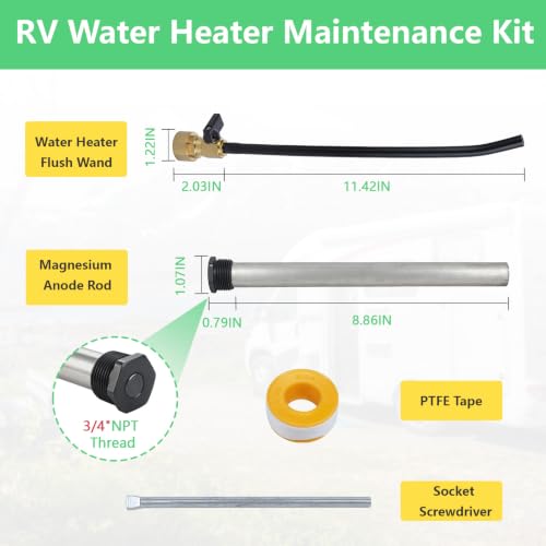 RV Water Heater Anode Rods,520900 Heating Element & Flush - Image 4