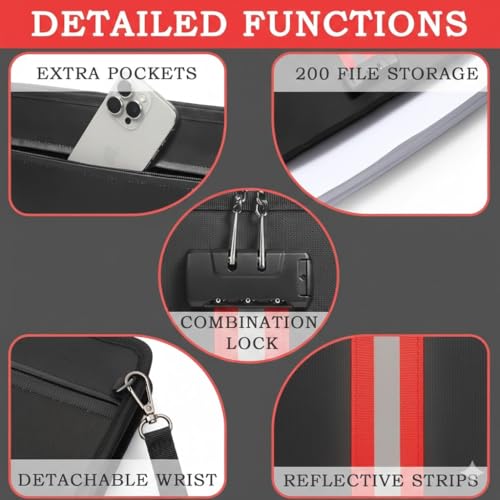 Fireproof Document Bag with Lock, Waterproof Zipper - Image 6