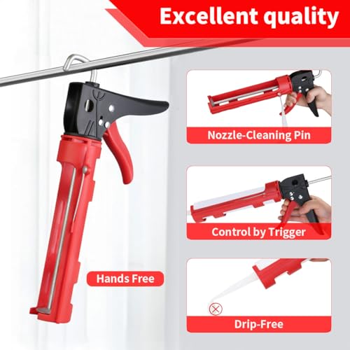 Caulk Gun Kit, Caulking Gun No Drip with 3 Silicone | Home Repair - Image 5