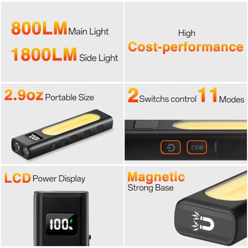 2P Rechargeable Flashlights High Lumens 1800, Magnetic Base - Image 3