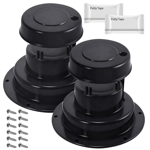 (2 Pack, Black RV Roof Vent Cover Kit with Putty Tape and Screws - Image 2