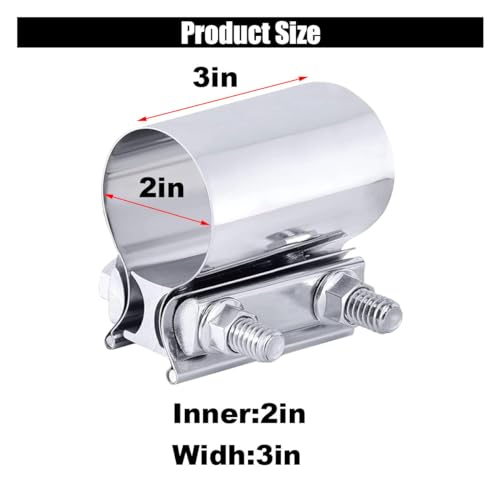 GLSOWEE 2PCS 2." Exhaust Clamp, Butt Joint Muffler Band | Hand Tools - Image 3