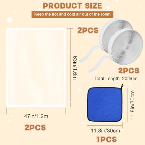 2Sets 47" x 63" Winter Window Insulation Kit with Cuttable - Image 3