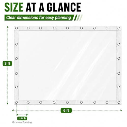Clear Vinyl Enclosure Tarp, 12 Mil Waterproof with Grommets - Image 3