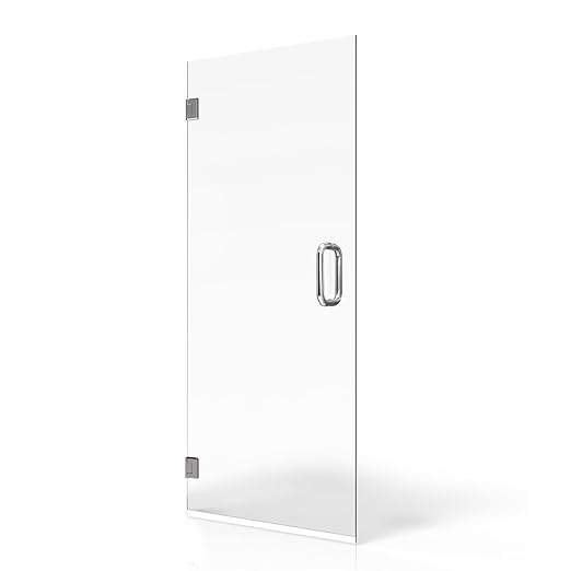 Fab Glass and Mirror Frameless Shower Door - 3/8" SGCC Tempered Safety Glass with SmartGuard Coating - Single Hinged Design - 30" x 78" Chrome Finish