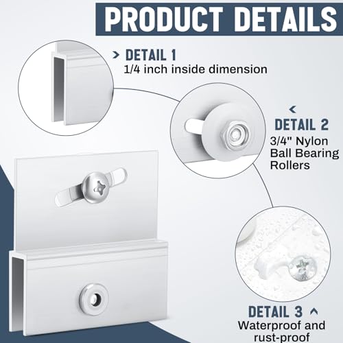 Yaocom 4 Pcs M 6054 Frameless Shower Door Rollers Top - Image 4
