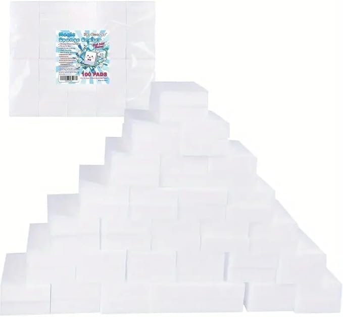 Discover The Power of Effortless Cleaning with This Value Pack of 100 Magic Melamine Sponges – The Perfect Solution for Removing Tough Stains Easily and Without Harsh Chemicals!