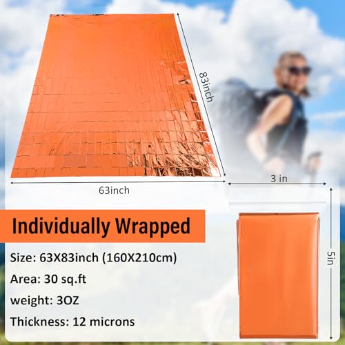 20 Pcs Emergency Blankets Bulk Space Survival Blanket, Orange - Image 5