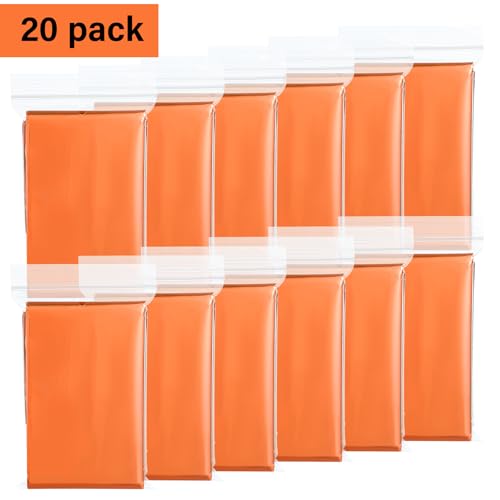 20 Pcs Emergency Blankets Bulk Space Survival Blanket, Orange - Image 4