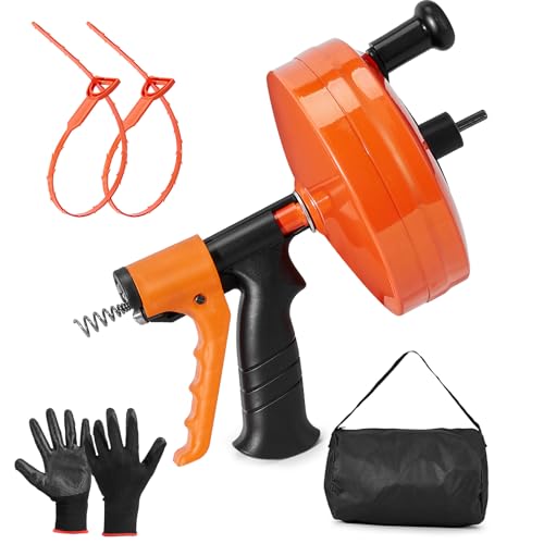 50 FT Drain Snake, Heavy Duty Sewer Snake, Auto-Feed Drain Auger - Image 2