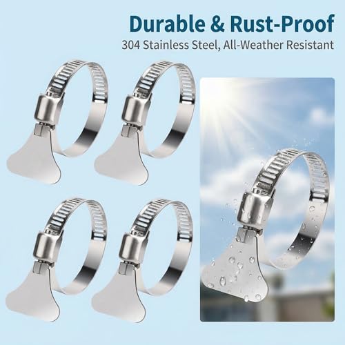 6Pcs 1-1/4 Inch Pool Hose Clamps, Adjustable 304 Stainless - Image 4